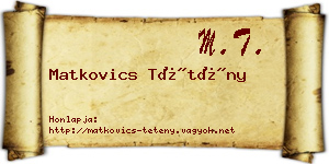 Matkovics Tétény névjegykártya